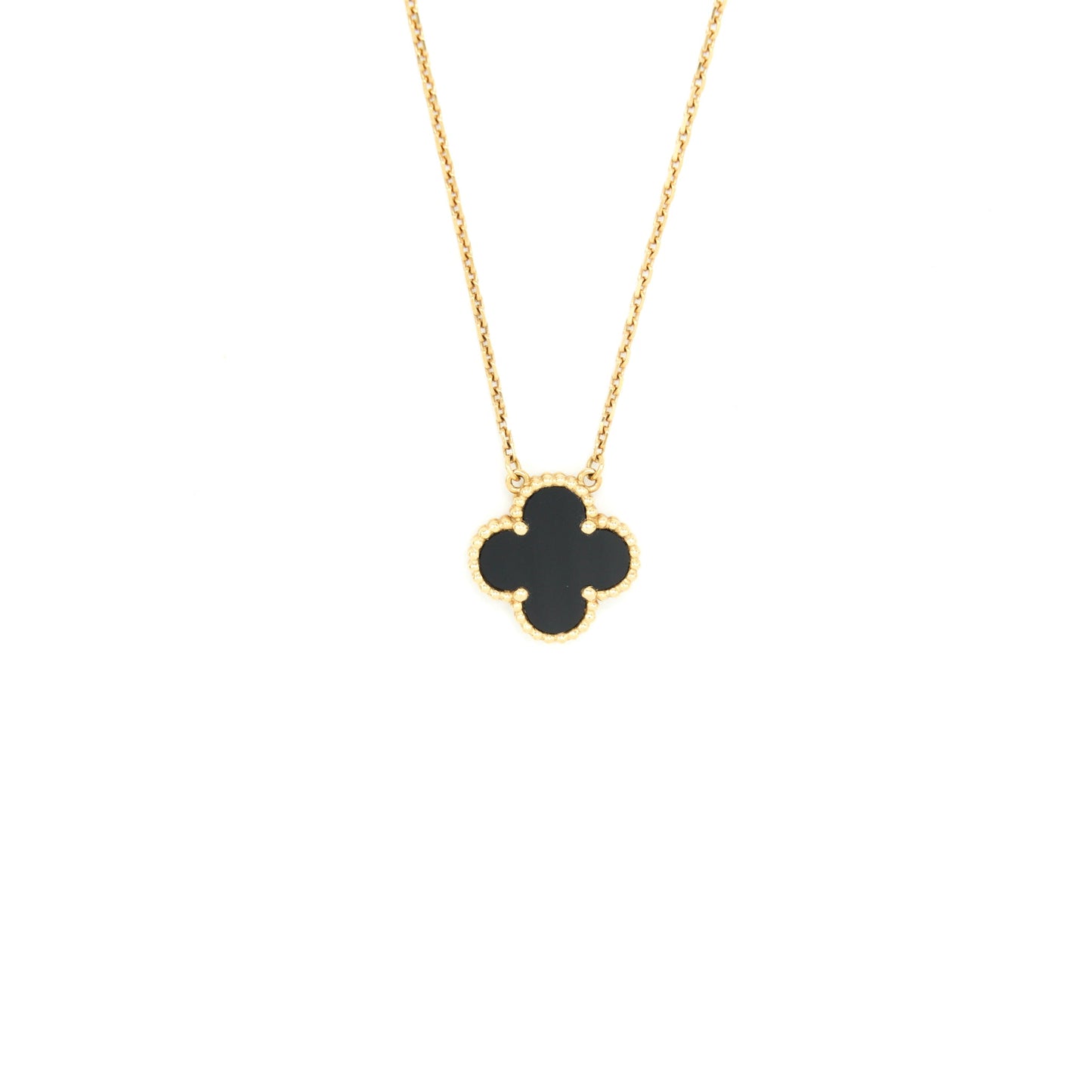 Van Cleef & Arpels Vintage Alhambra Pendant Oynx with Yellow Gold