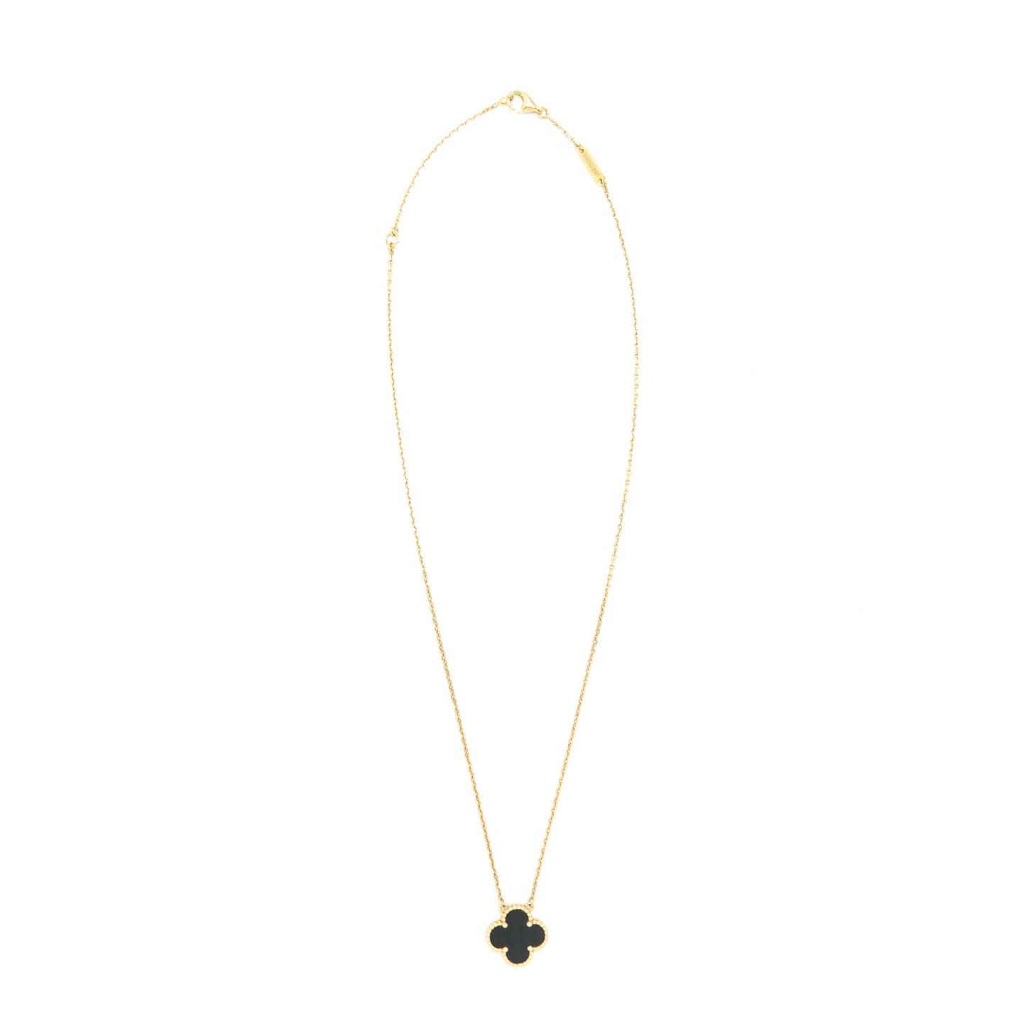 Van Cleef & Arpels Vintage Alhambra Pendant Oynx with Yellow Gold