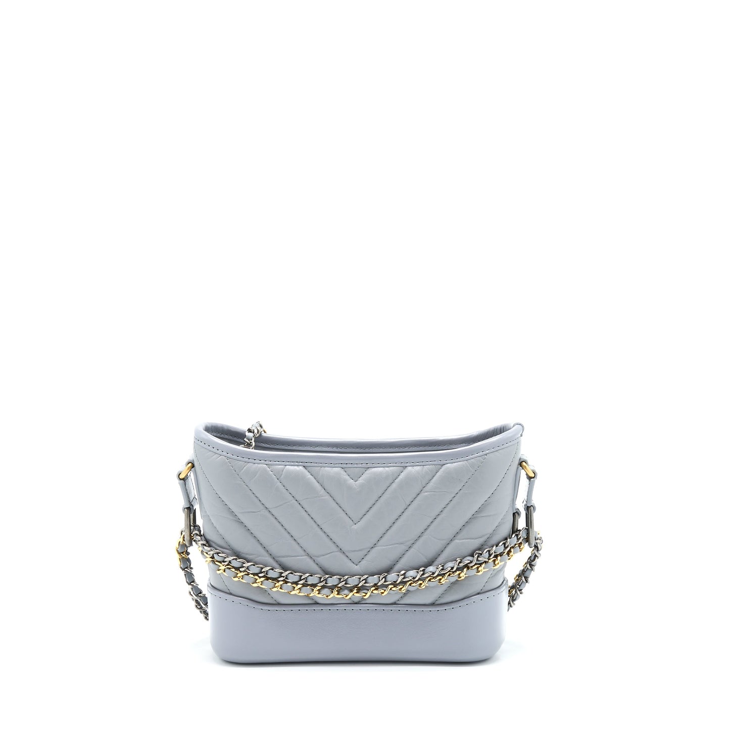 Chanel Chevron Small Gabrielle Hobo Bag Aged Calfskin Grey Multicolour Hardware