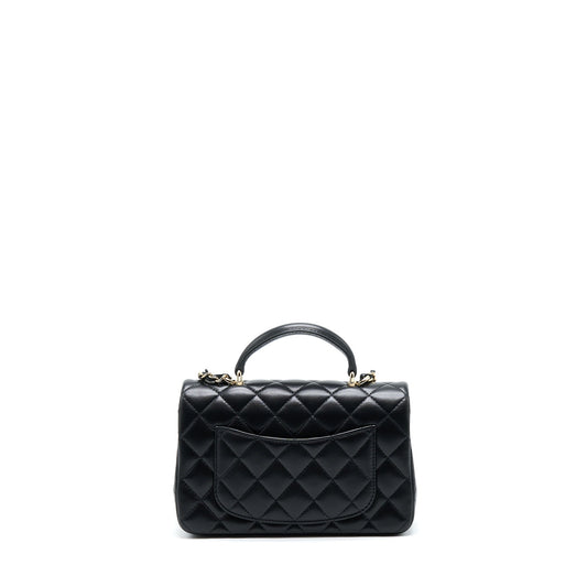 Chanel 22A Top Handle Mini Rectangular Flap Bag Lambskin Black GHW (Microchip)