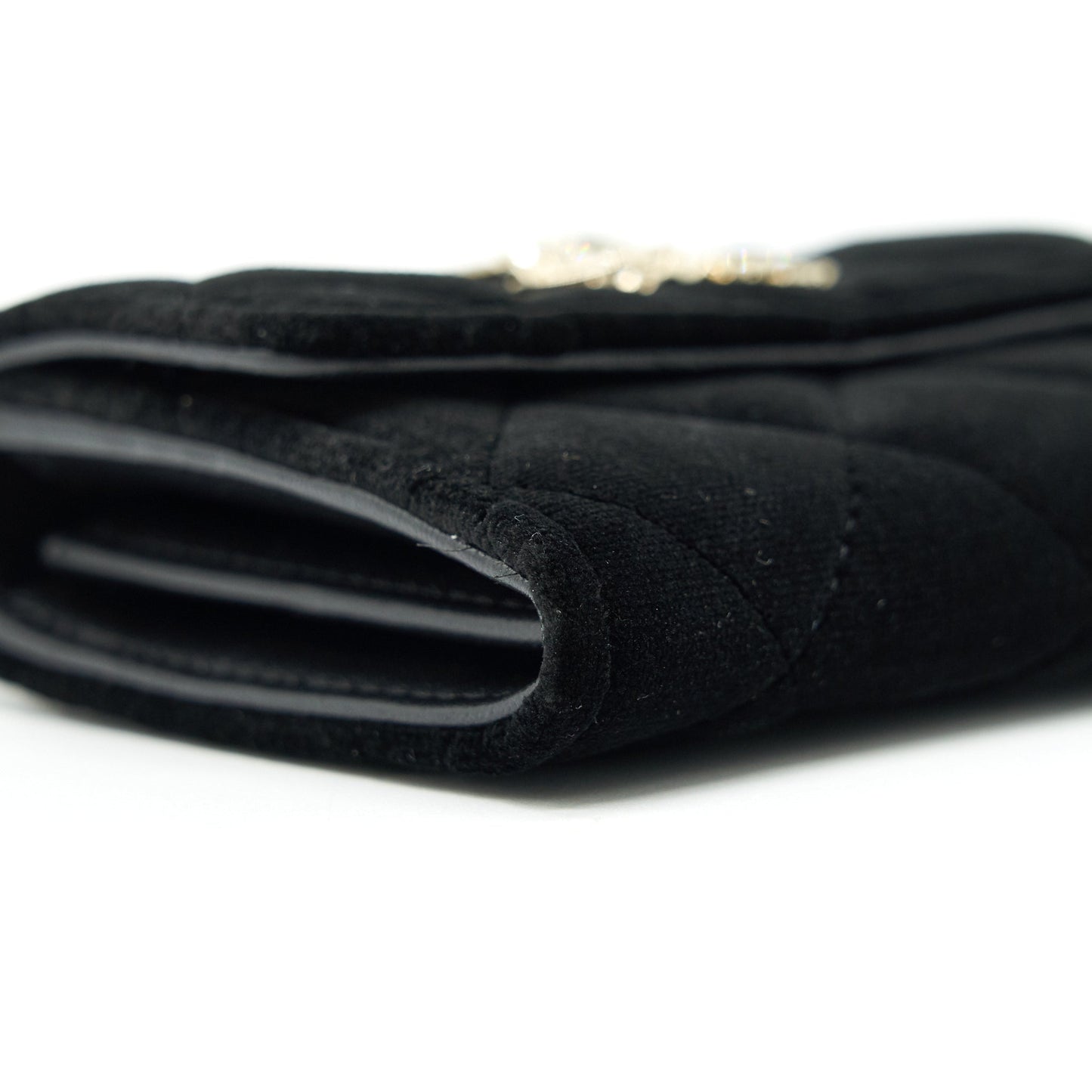 Chanel 21A velvet CC Crystal Logo Card Holder
