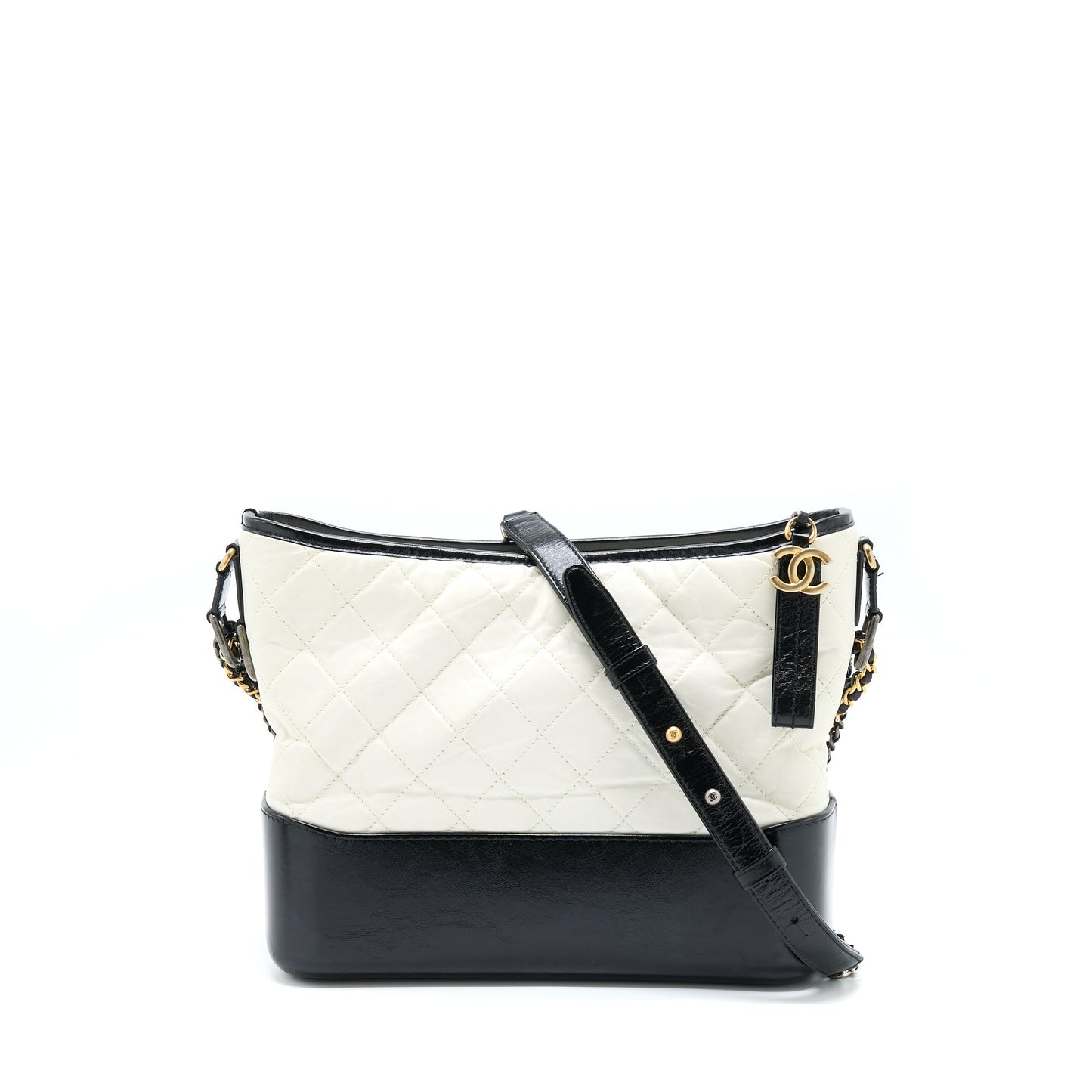 Chanel Large Gabrielle Hobo Bag White/Black Multicolour Hardware
