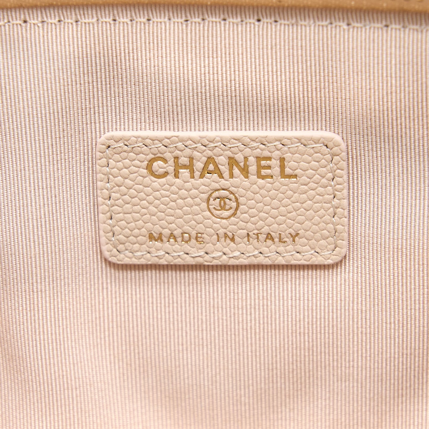 Chanel Clutch Chevron Caviar Beige GHW
