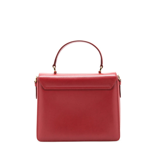 Ferragamo Top Handle Tote Bag Saffiano Leather Red GHW