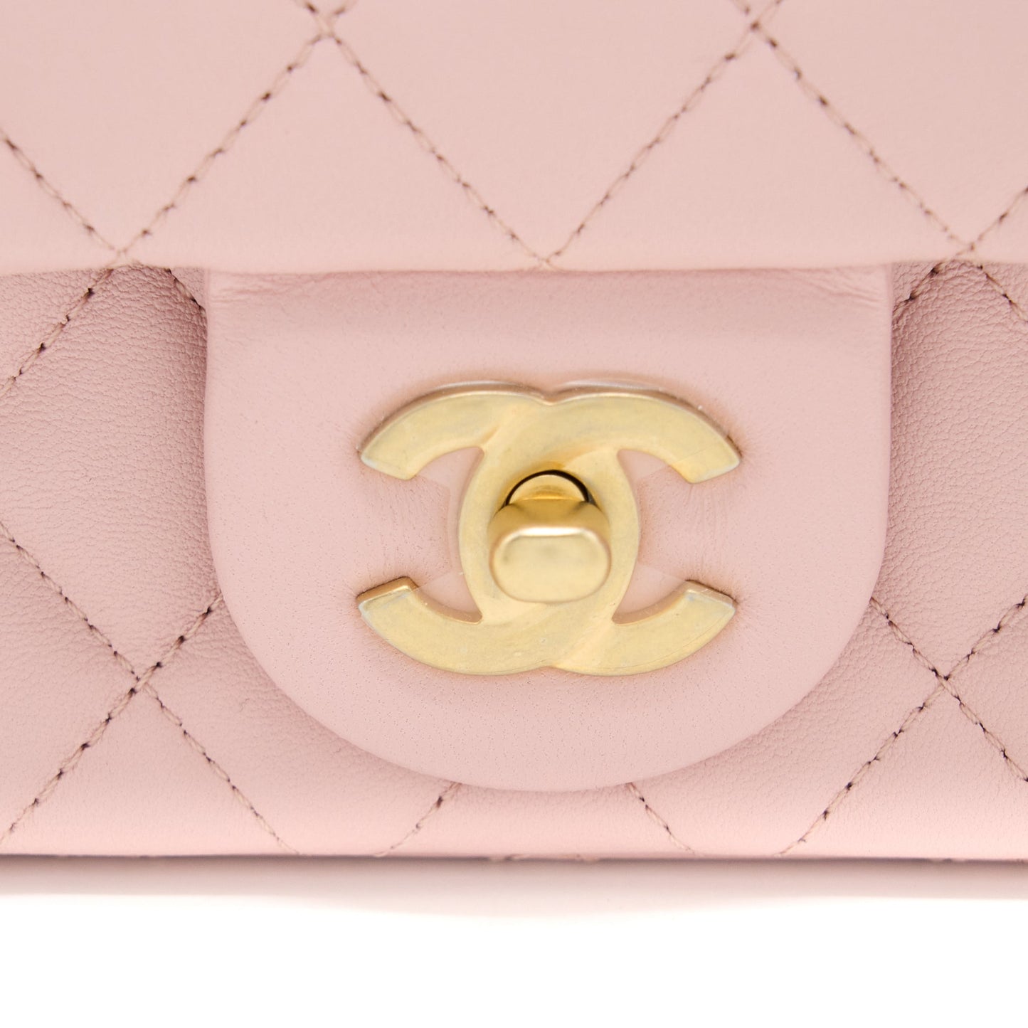 Chanel 23S Camellia Chain Mini Rectangular Flap Bag Lambskin Light Pink GHW (Microchip)