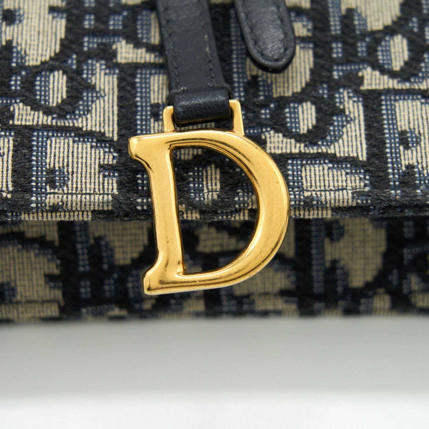 Dior Saddle Pouch With Chain Blue Dior Oblique Jacquard GHW