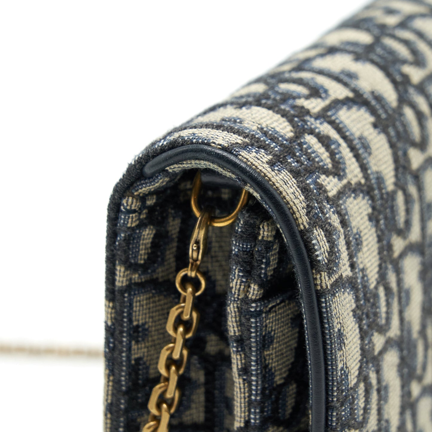 Dior Saddle Pouch With Chain Blue Dior Oblique Jacquard GHW