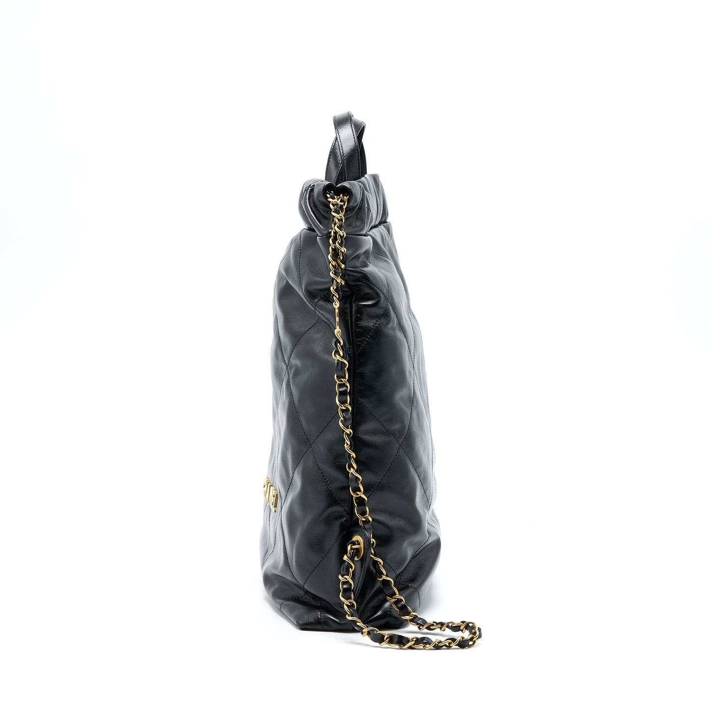 Chanel 22 Backpack Shiny Calfskin Black Brushed GHW (Microchip)