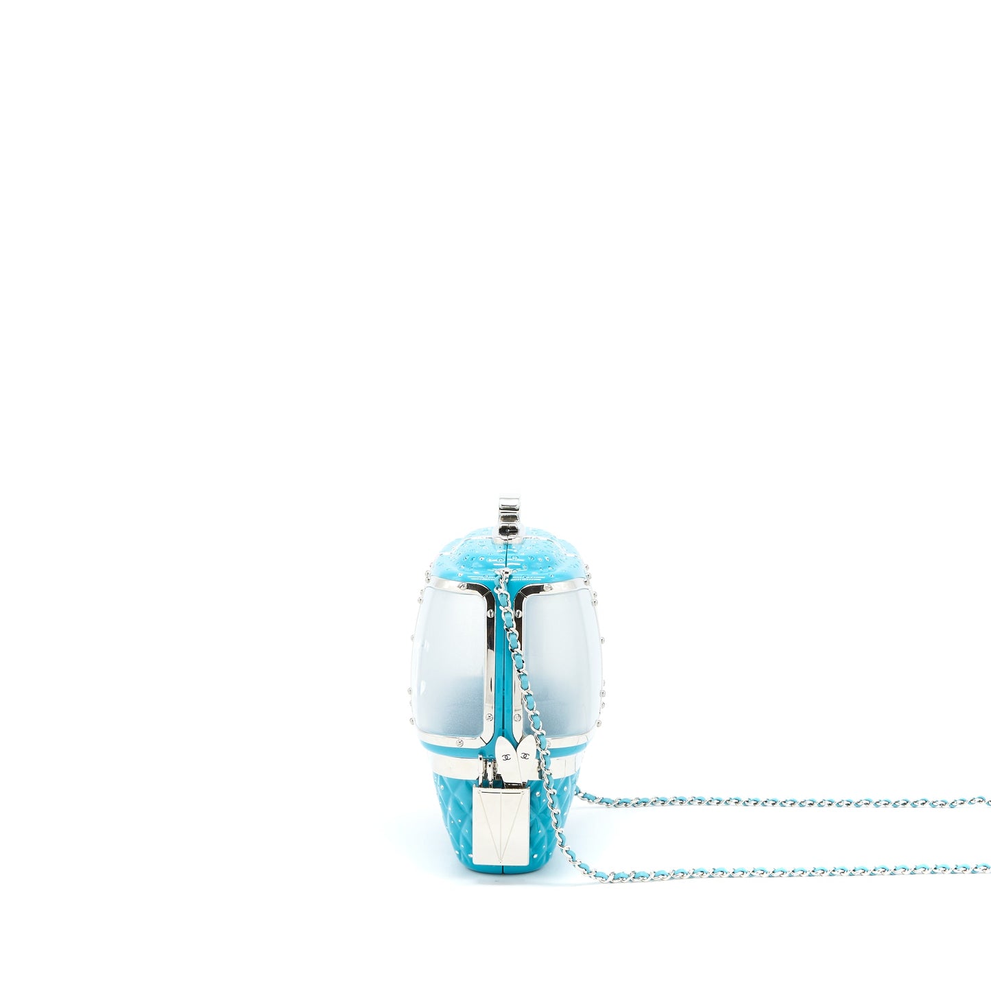 Chanel 19K Ski Gondola Evening Bag Light Blue SHW