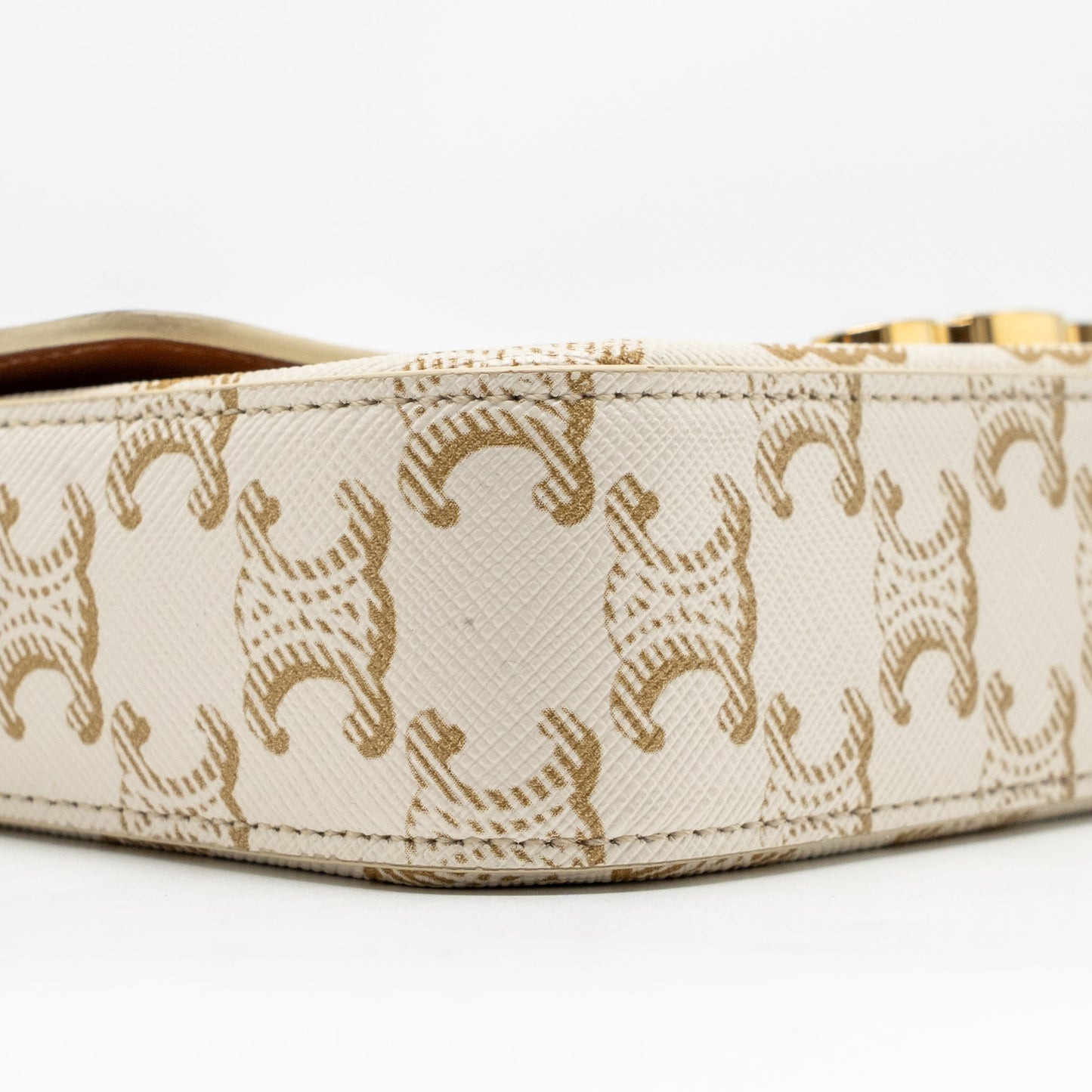 Celine Triomphe Shouder Bag Triomphe Canvas / Calfskin White GHW