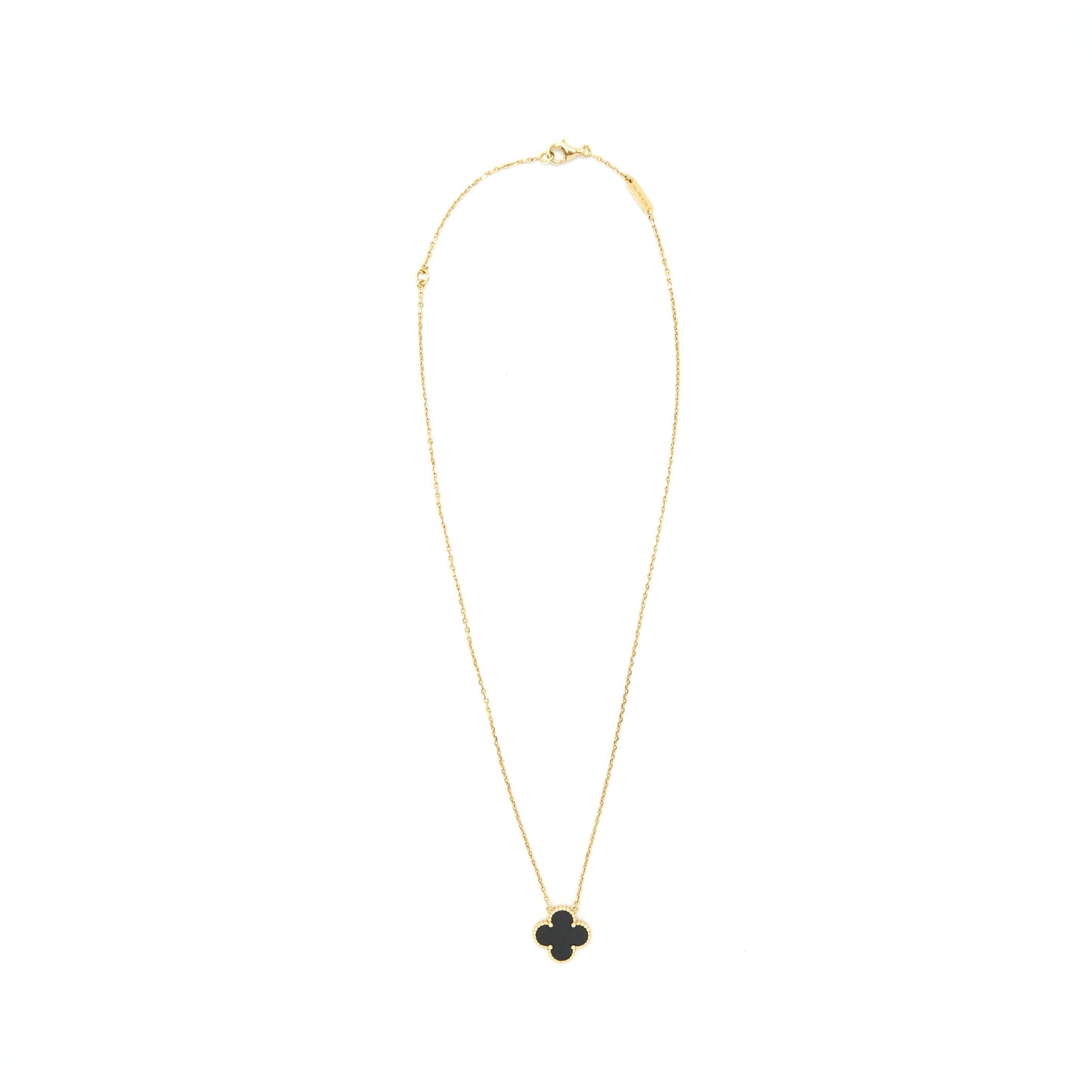 Van Cleef & Arpels Vintage Alhambra Onyx And Yellow Gold Necklace
