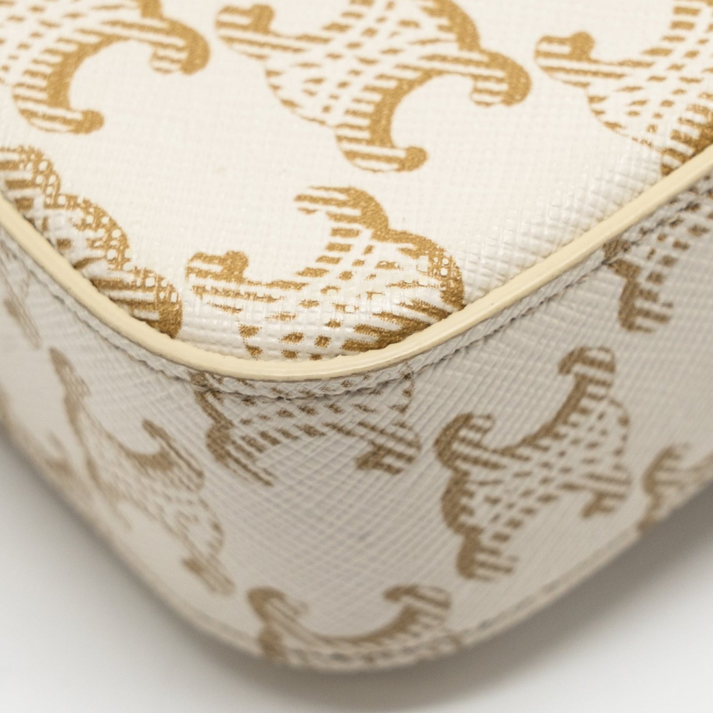 Celine Triomphe Shouder Bag Triomphe Canvas / Calfskin White GHW