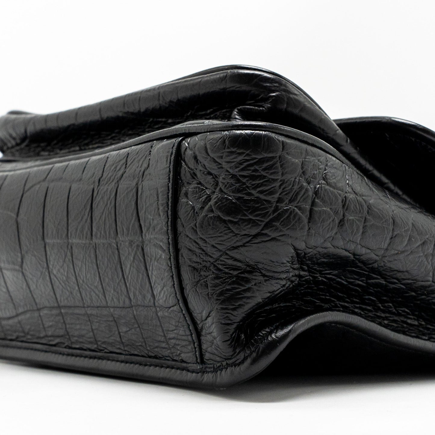 Saint Laurent/YSL Medium Niki Bag Crocodile-Embossed Black Calfskin Black Hardware