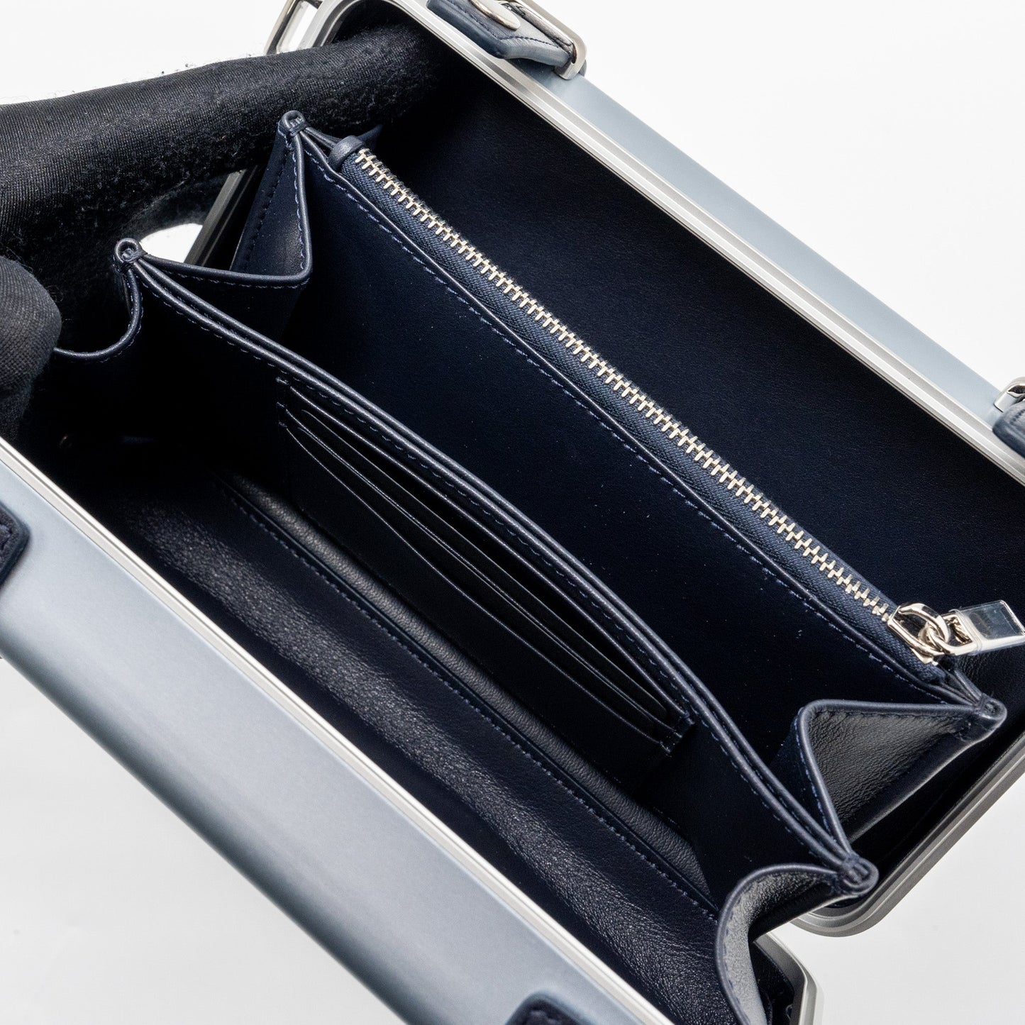 Dior X Rimowa clutch trunk bag aluminium / calfskin silver / black SHW