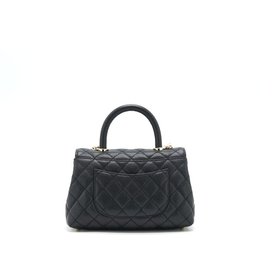 Chanel Small Coco Handle Caviar Black LGHW (Microchip)