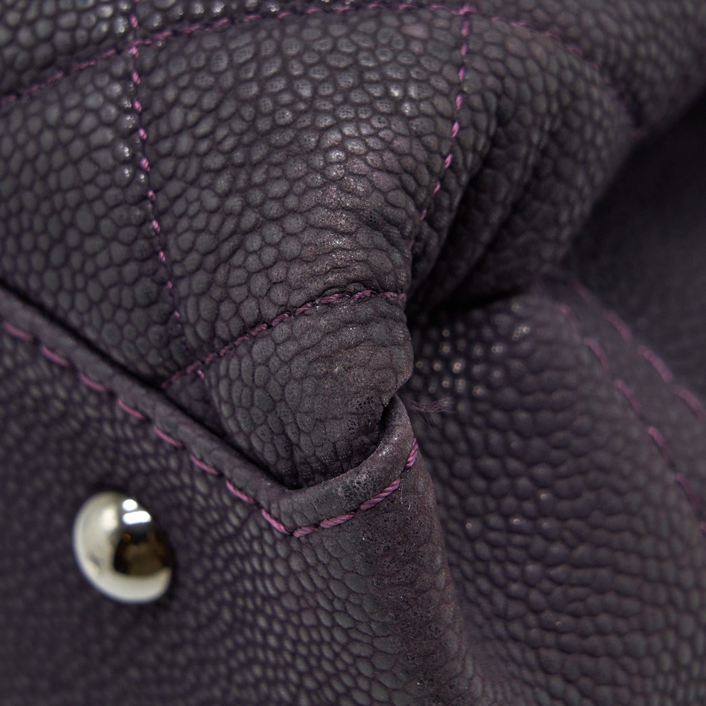 Chanel Flap Tote Bag With Chain Grained Calfskin Dark Purple SHW