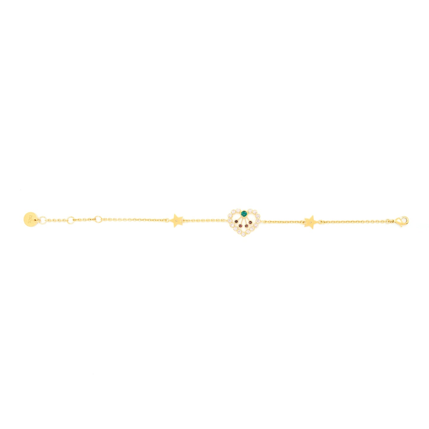 Dior Heart Necklace & Bracelet Multicolour Crystal Gold Tone (Sell in a Set )