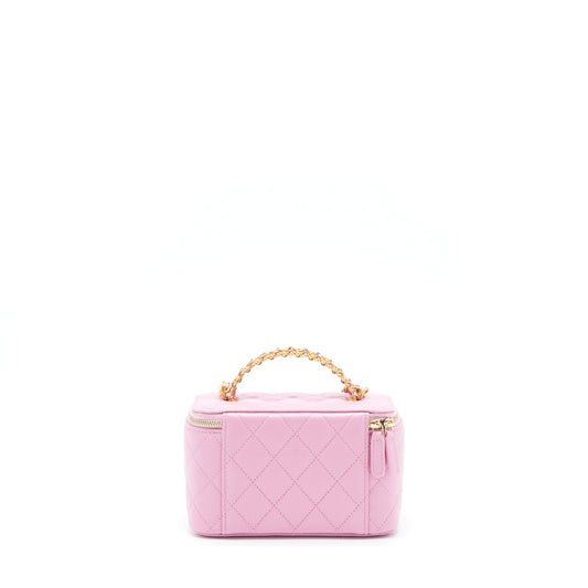Chanel 22S Letter Top Handle Long Vanity With Chain Caviar NH622 Pink GHW