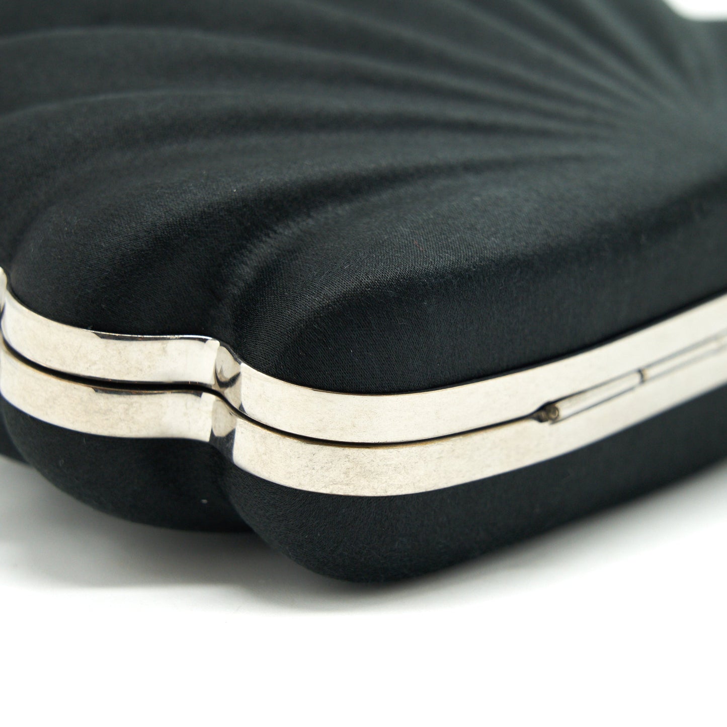 Balenciaga Satin Beads Shell Clutch black SHW