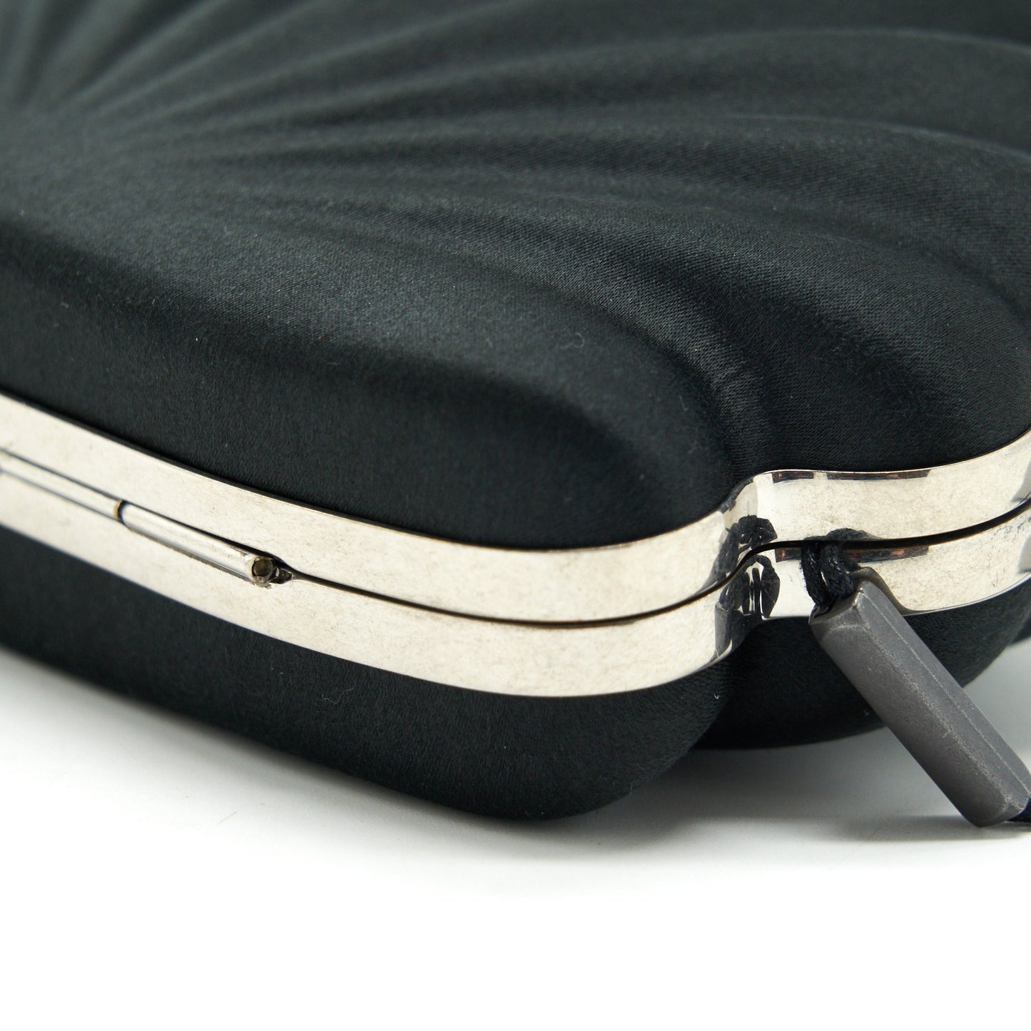 Balenciaga Satin Beads Shell Clutch black SHW