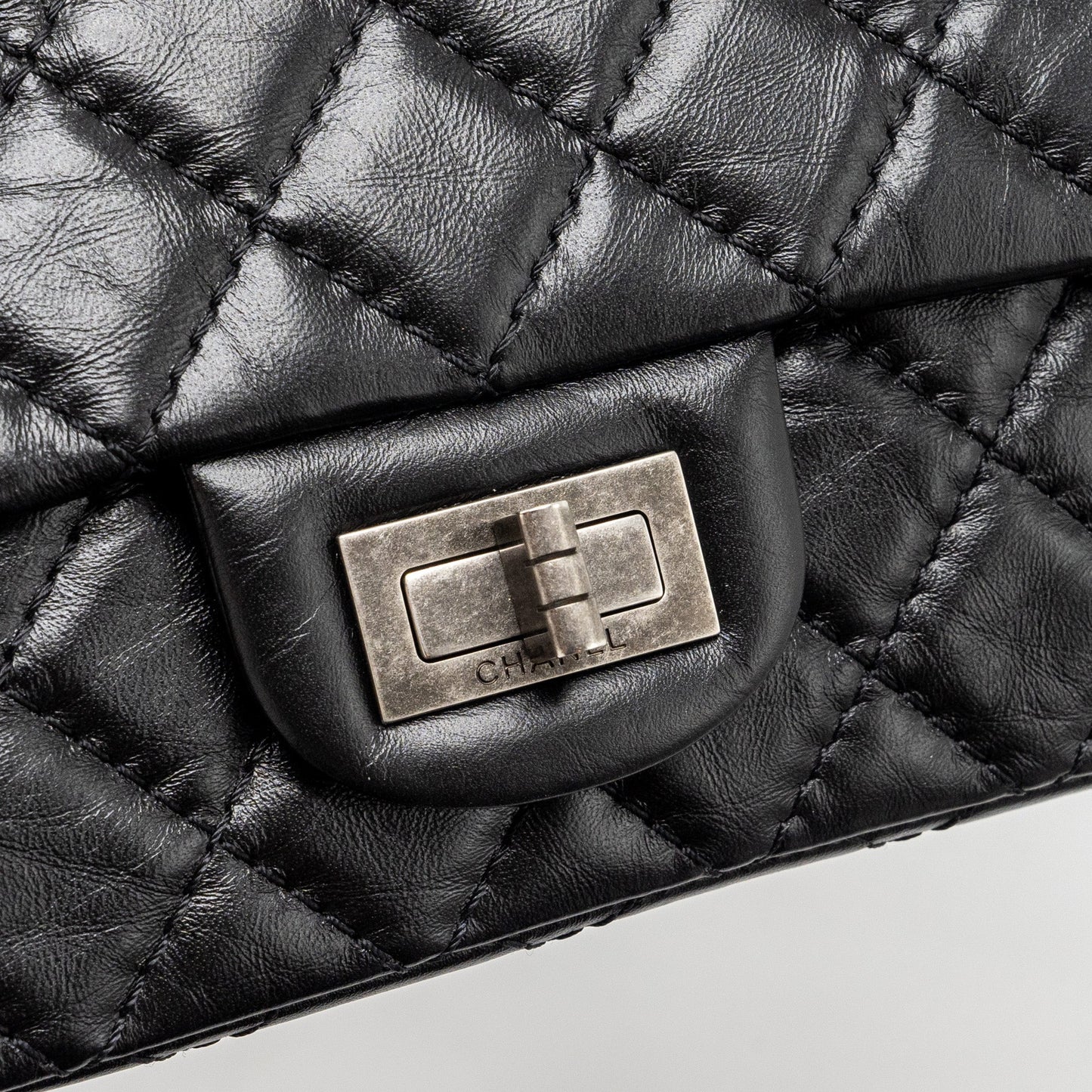 Chanel mini 2.55 Reissue Flap Bag aged calfskin black ruthenium hardware