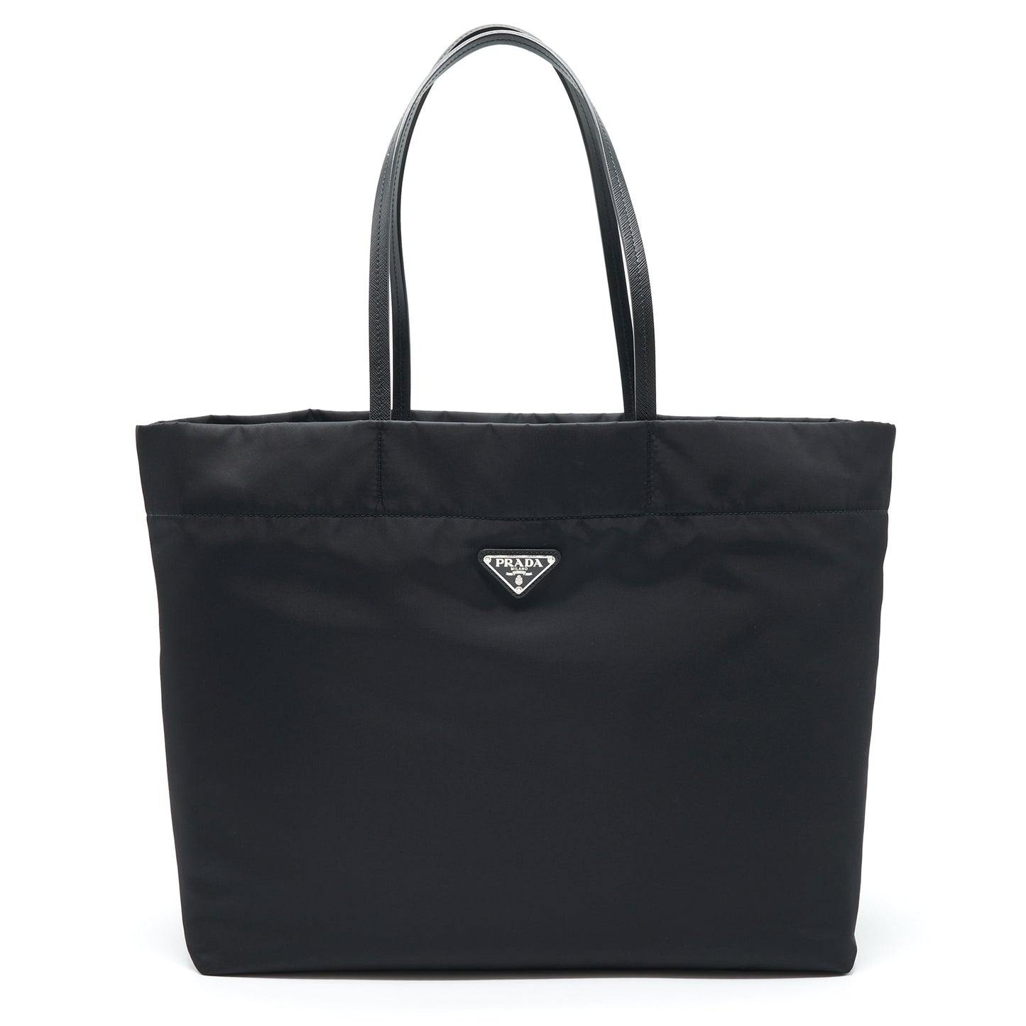 Prada Nylon Tote With Leather Handle Black SHW