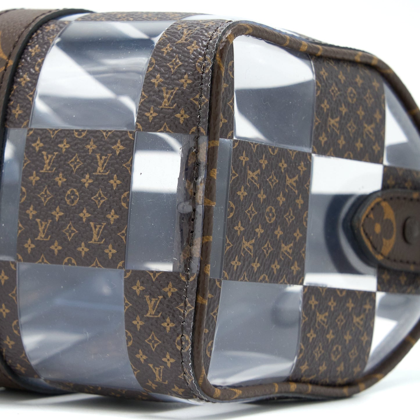 Louis Vuitton Keepall Banbouliere 25 Monogram Chess Monogram Canvas/Transparent PVC Brown Hardware