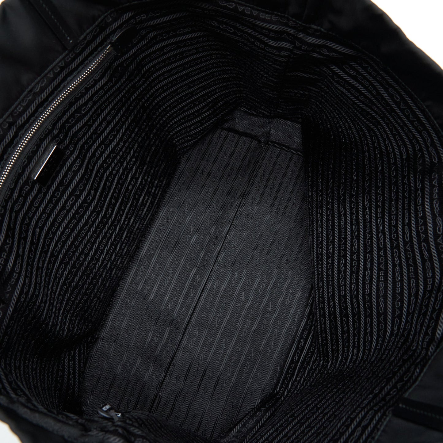 Prada Nylon Tote With Leather Handle Black SHW