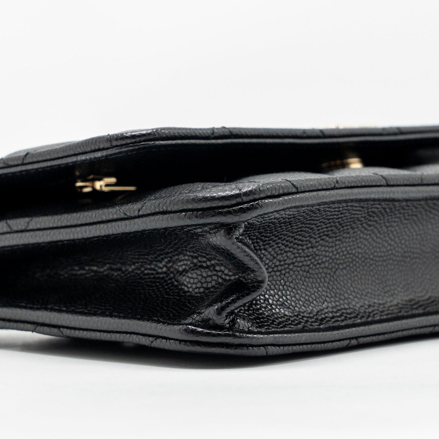Chanel CC logo quilted wallet on chain caviar black LGHW (microchip)