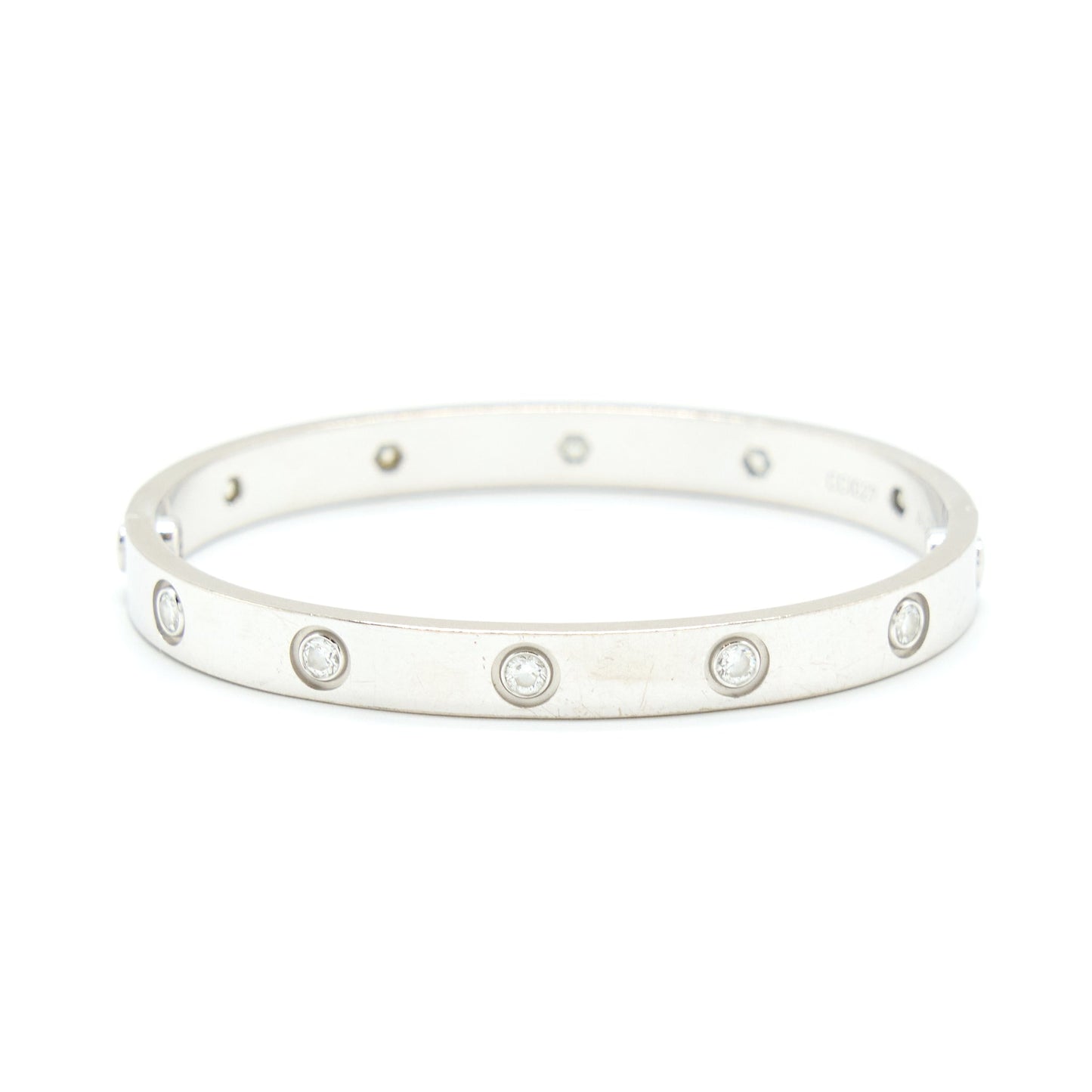 Cartier Size 16 Love Bracelet With 10 Diamonds White Gold