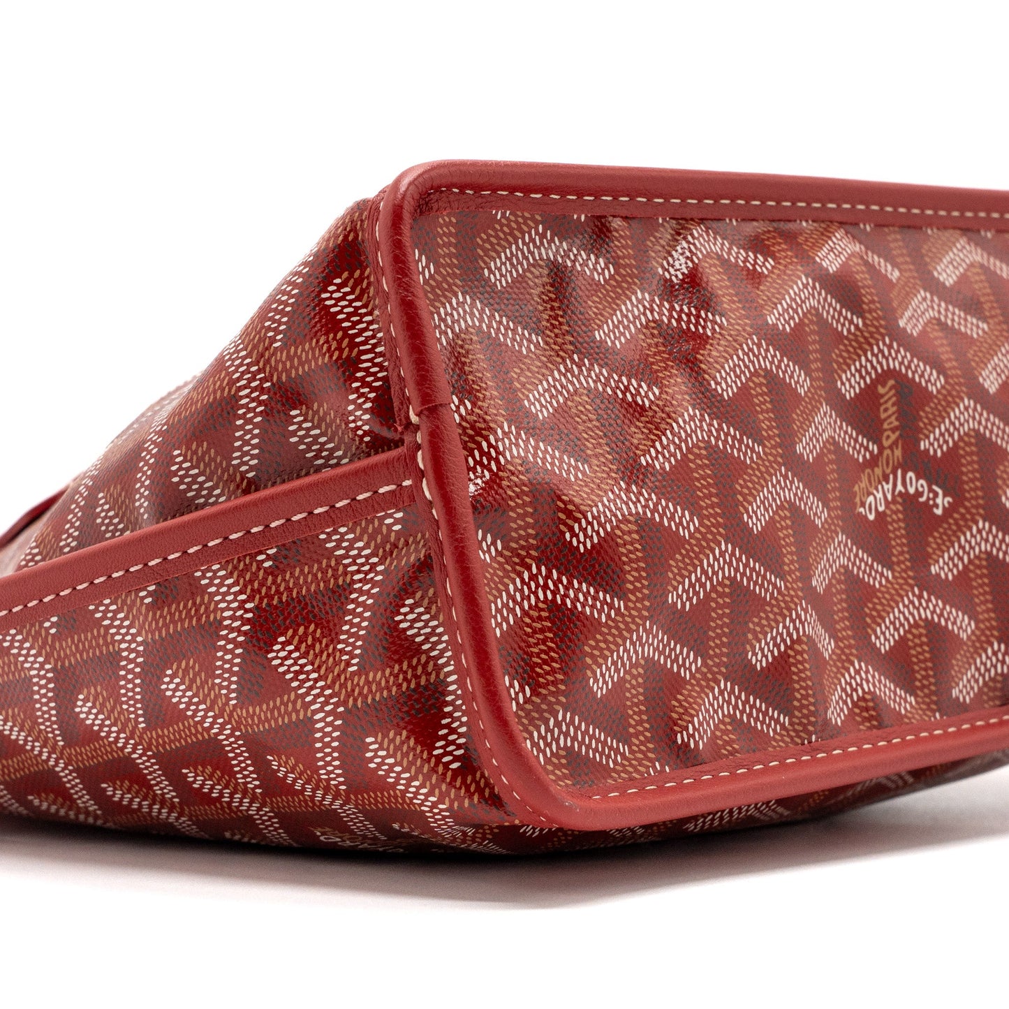 Goyard Mini Anjou Tote Bag Canvas/ Calfskin Red SHW
