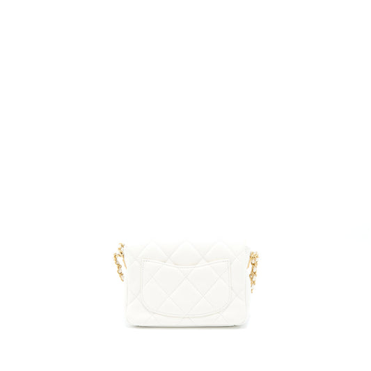 Chanel 22A Small Flap Bag Caviar White With GHW (Microchip)