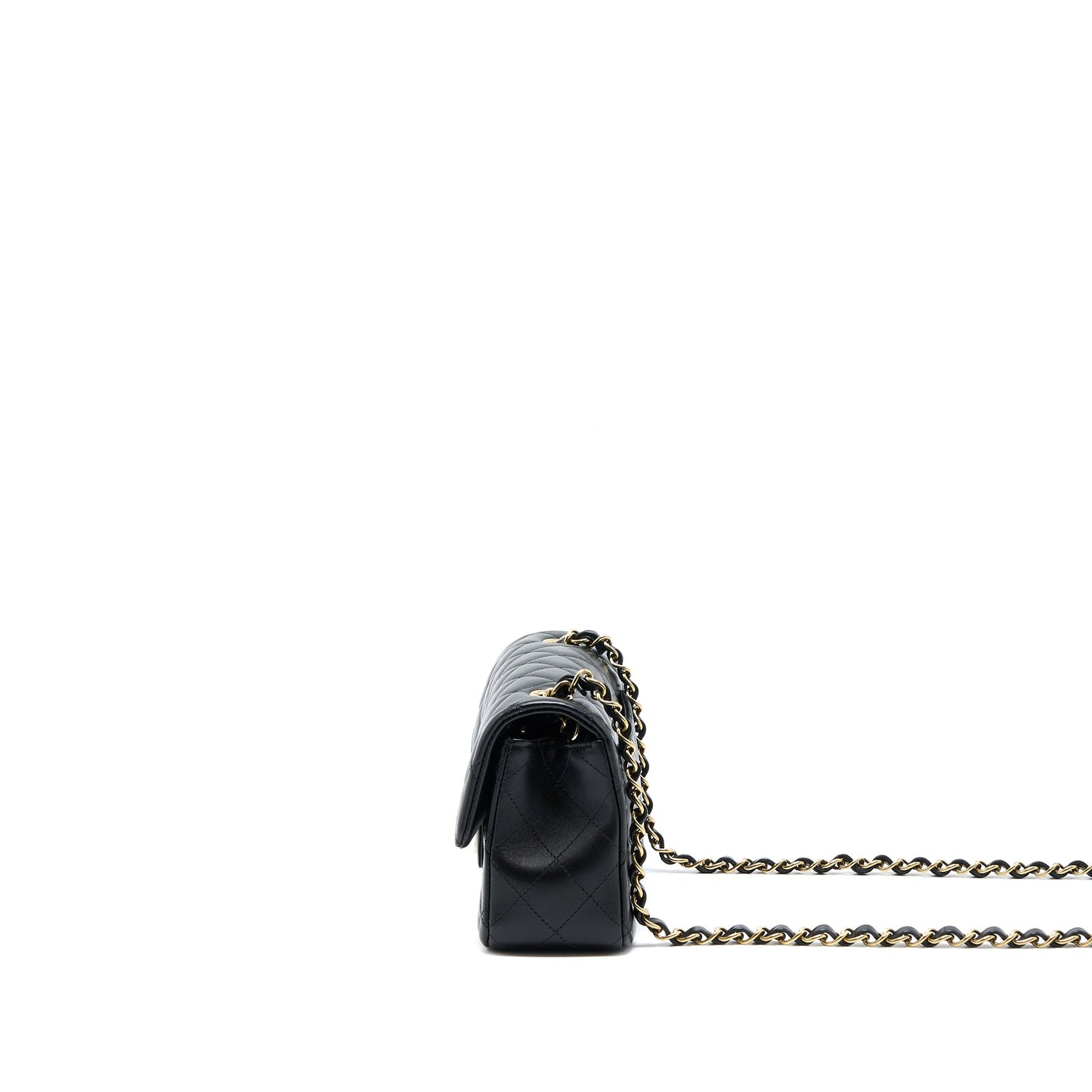 Chanel Mini Rectangular Flap Bag Lambskin Black LGHW (Microchip)