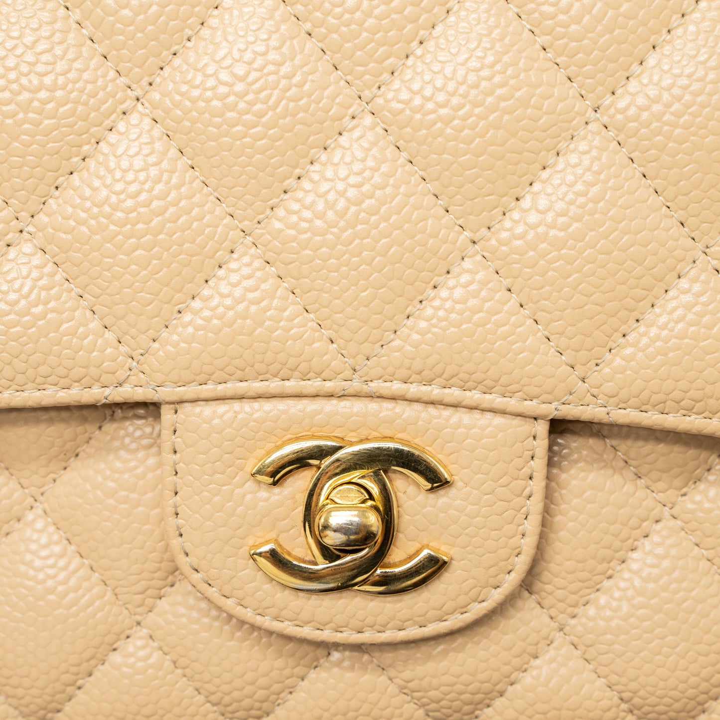 Chanel Medium Classic Double Flap Bag Caviar Beige GHW