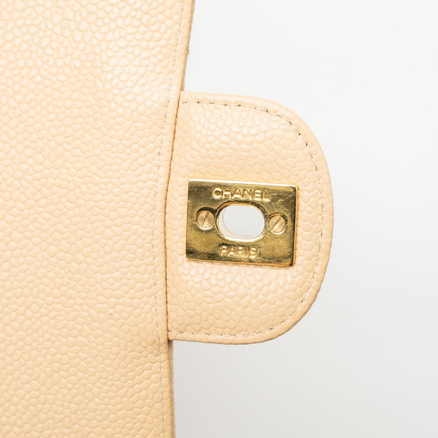 Chanel Medium Classic Double Flap Bag Caviar Beige GHW