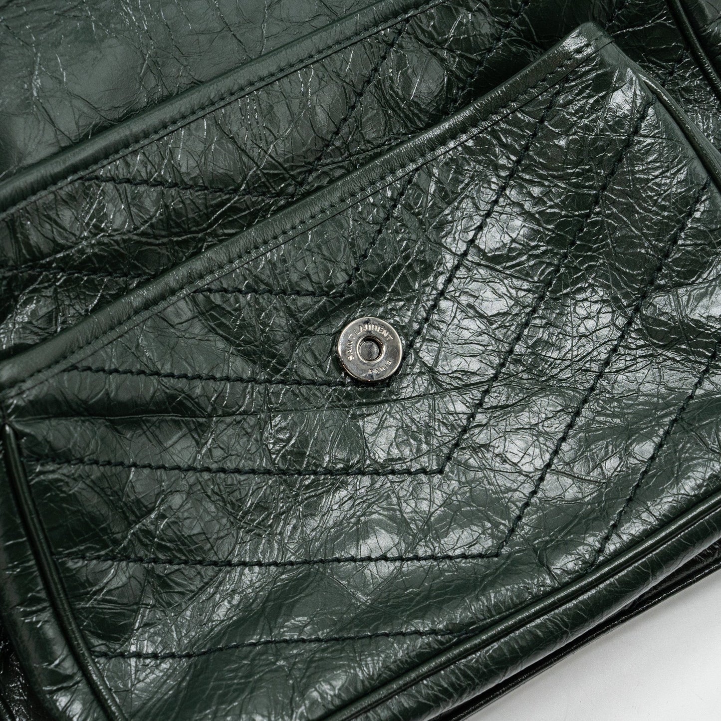 Saint laurent medium Niki calfskin green ruthenium hardware