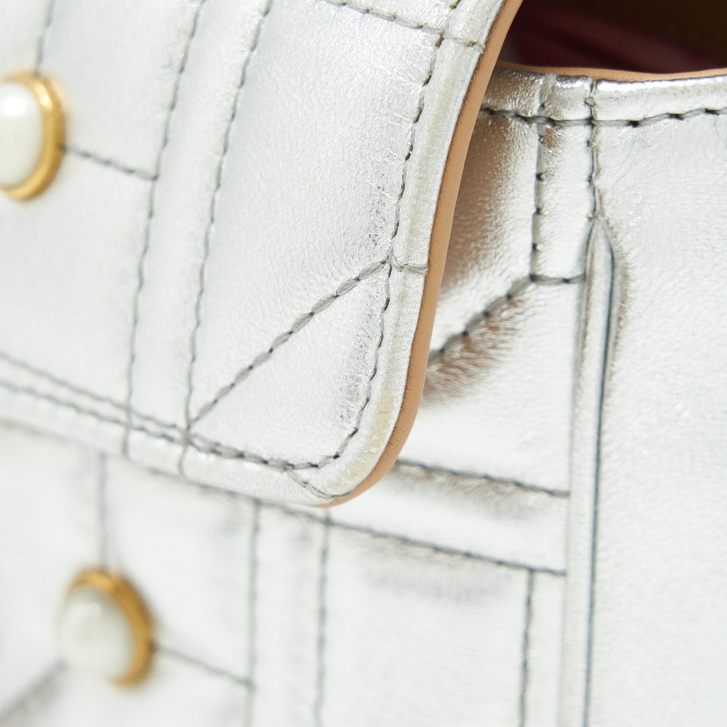 Gucci Mini GG Marmont Flap Bag Limited Edition Silver With Pearl/Gold Hardware