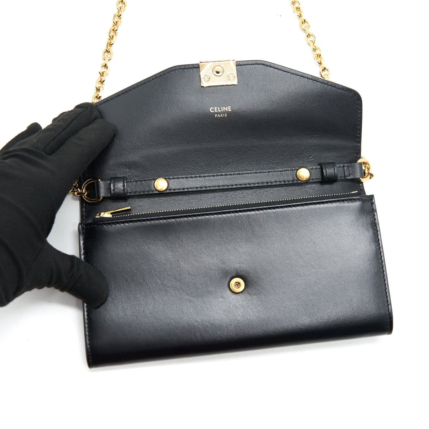 Celine Calfskin C Wallet on Chain Bag Black GHW