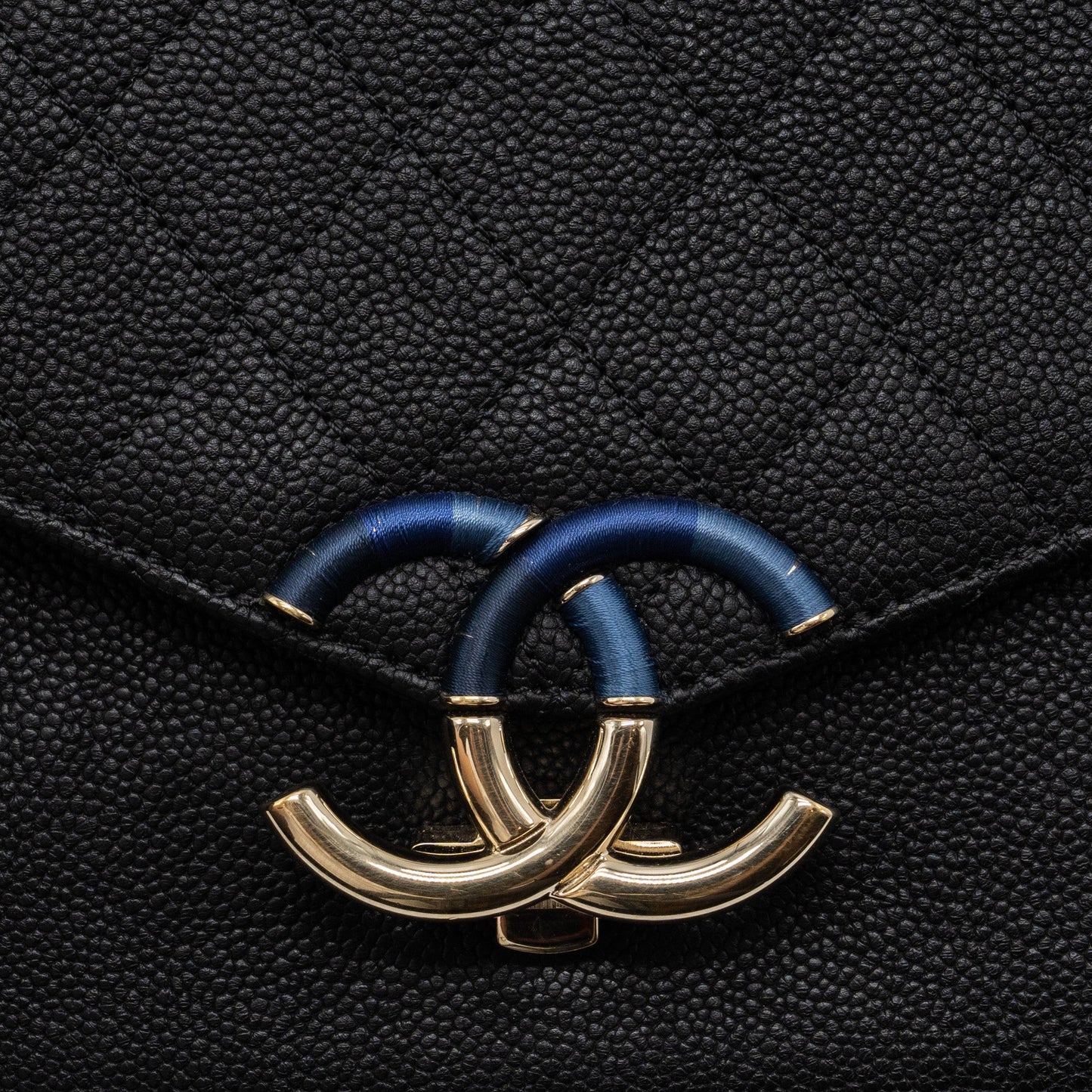 Chanel Flap Bag with handle Caviar Black/Multicolour LGHW