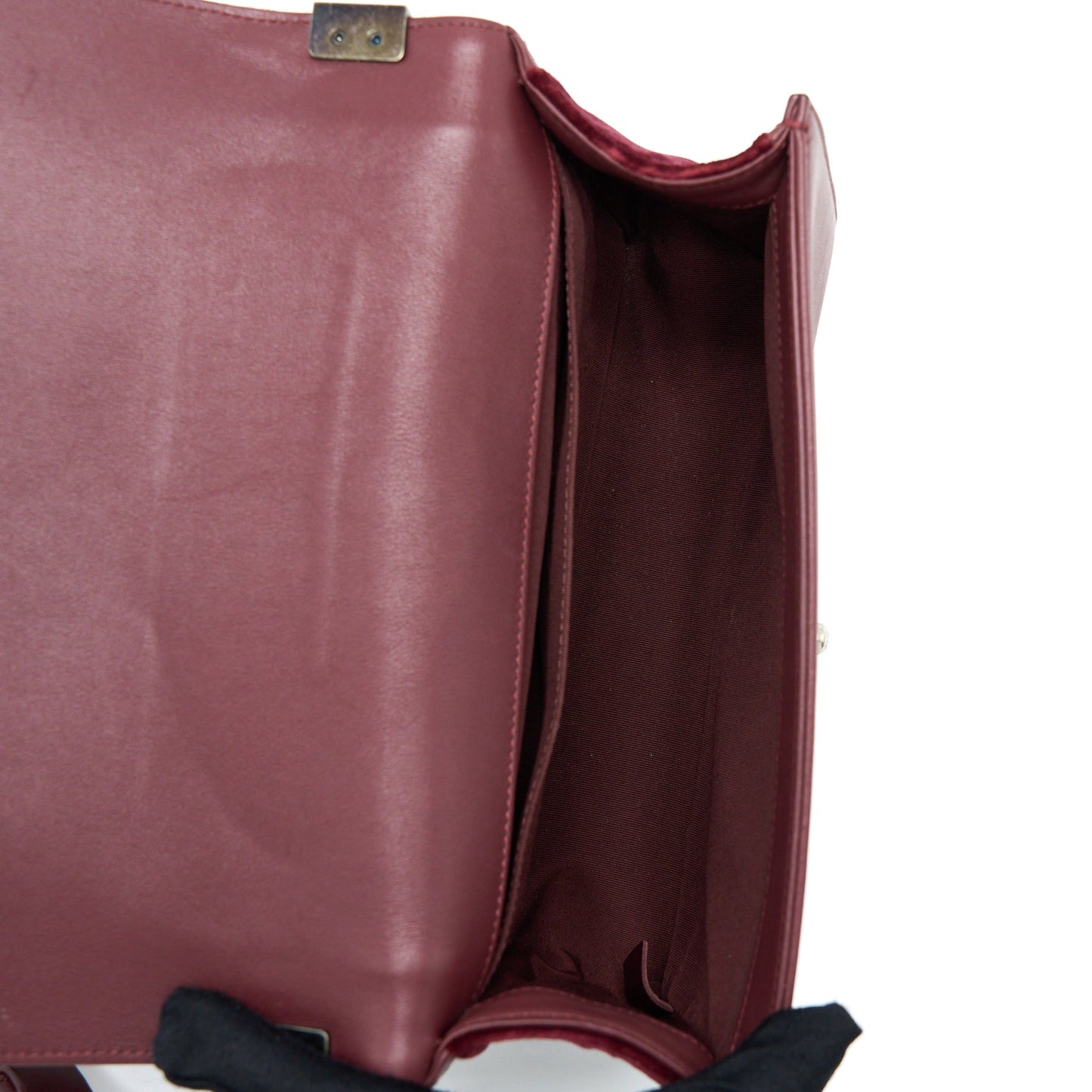Chanel Medium Boy Bag Velvet Dark Red Ruthenium SHW