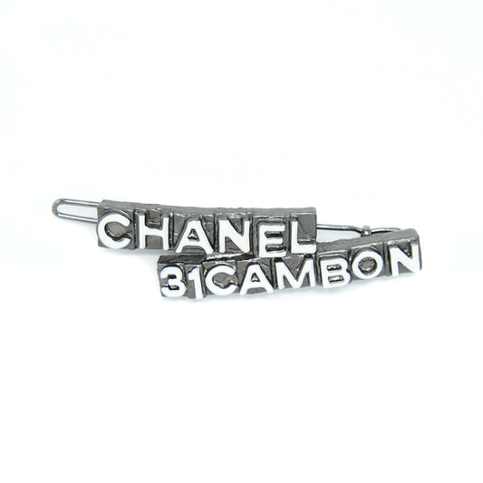 Chanel 31 Cambon Barrette Hair Clip In Silver Plated Metal
