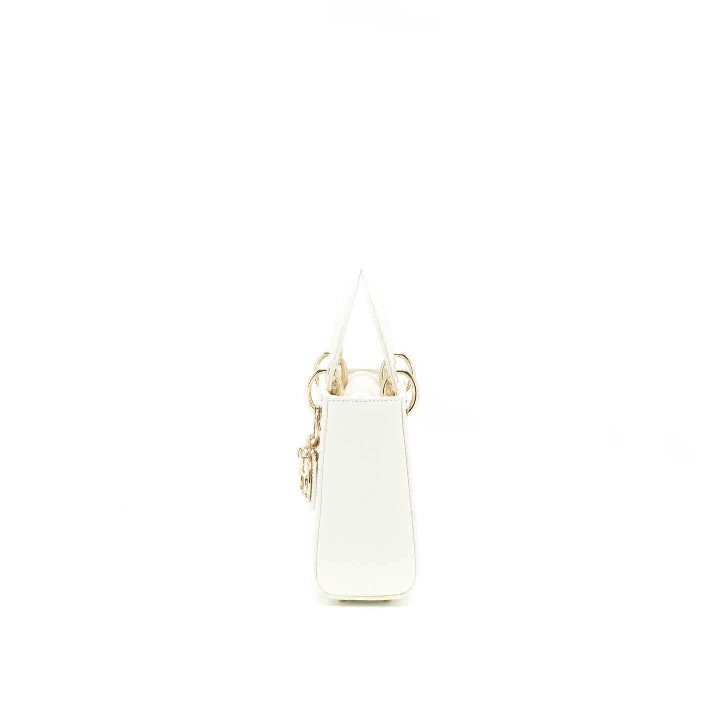 Dior Lizard Mini Lady Dior Bag White LGHW