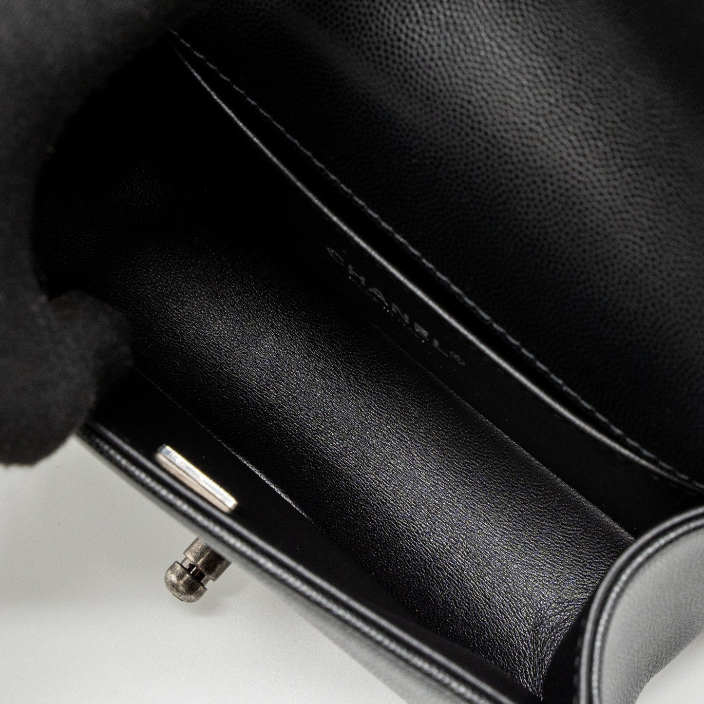 Chanel Small Boy Bag Caviar Black SHW (Microchip)