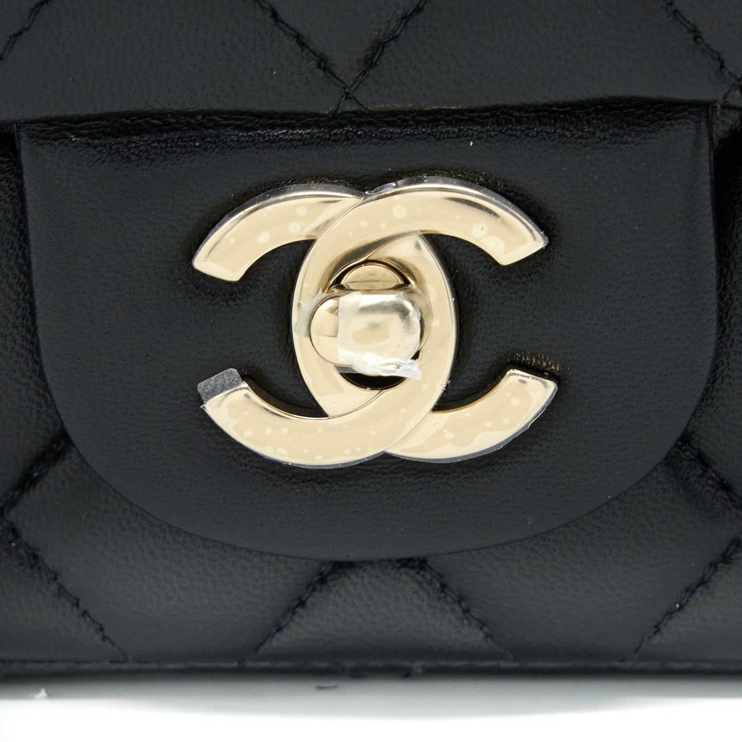 Chanel Classic Mini Square Flap Bag Lambskin Black LGHW (Microchip)