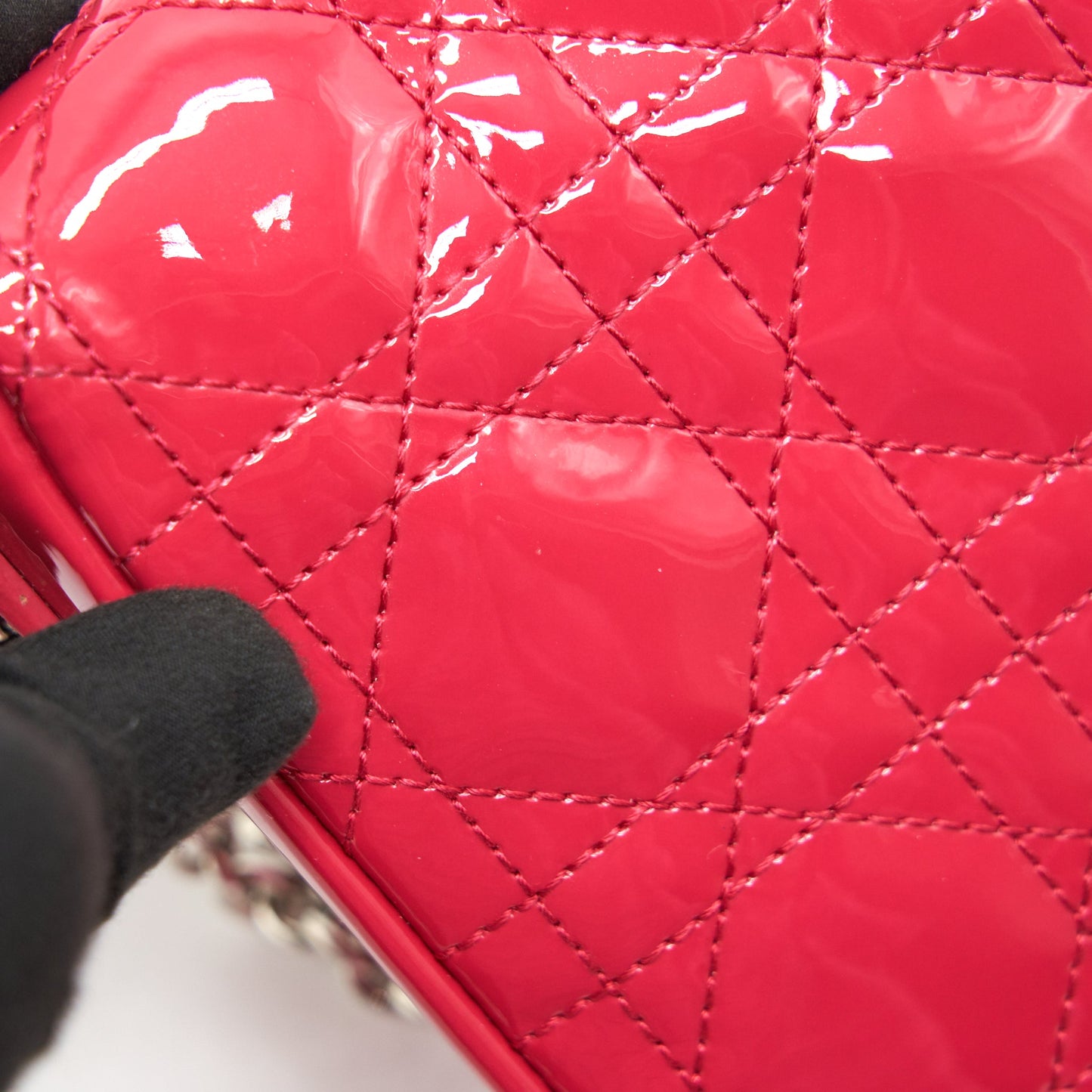 Christian Dior New Lock Pouch Bag Cannage Patent Leather SHW