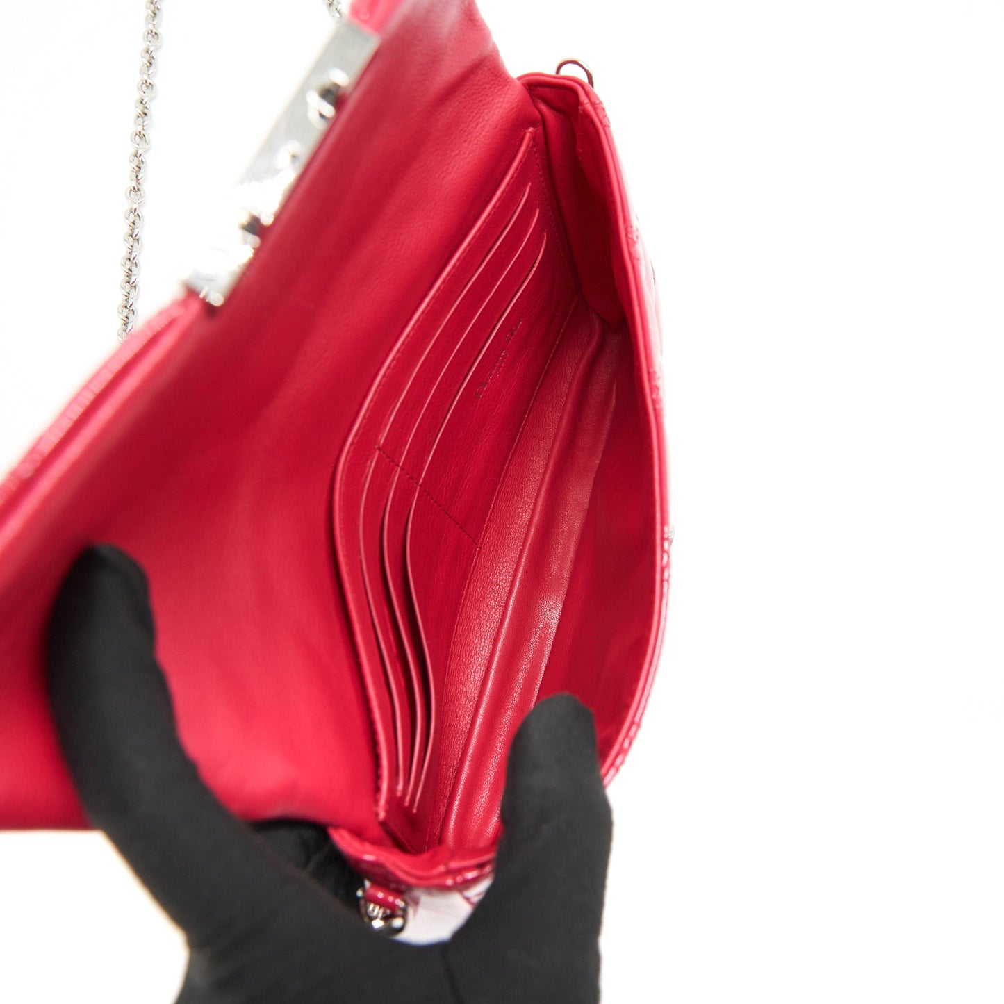 Christian Dior New Lock Pouch Bag Cannage Patent Leather SHW