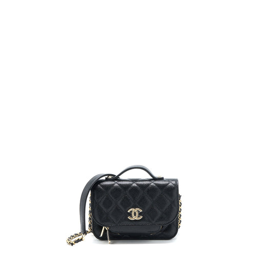 Chanel Mini Business Affinity Caviar Black LGHW (Microchip)