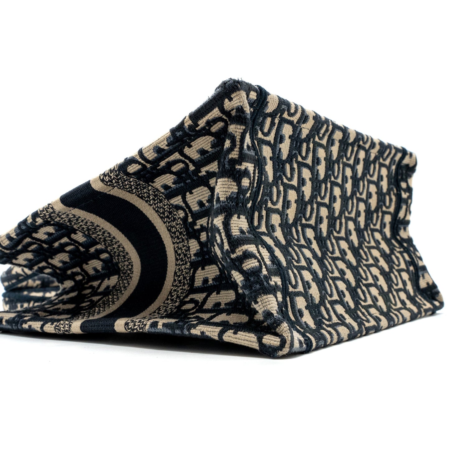 Dior small book tote blue oblique jacquard embroidery