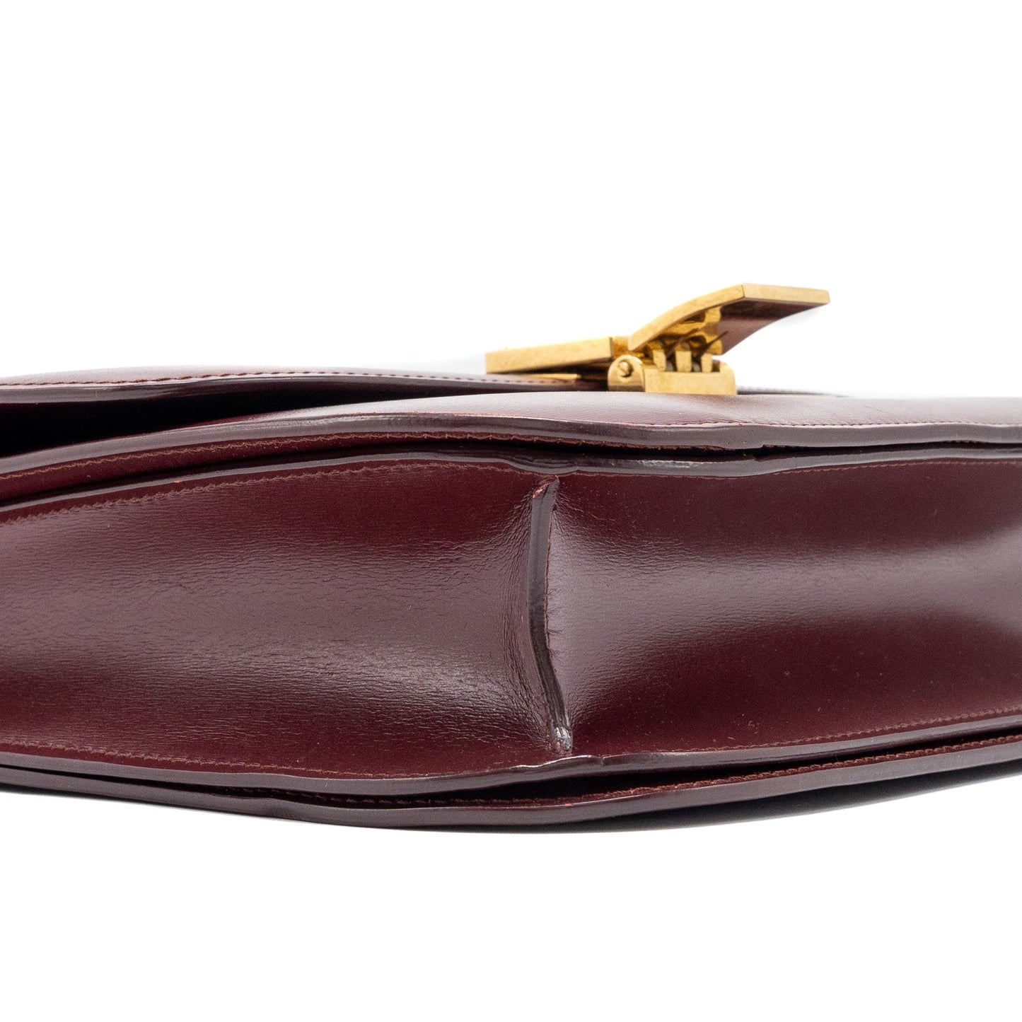 Celine Medium Classic Box Bag Calfskin Dark Red GHW