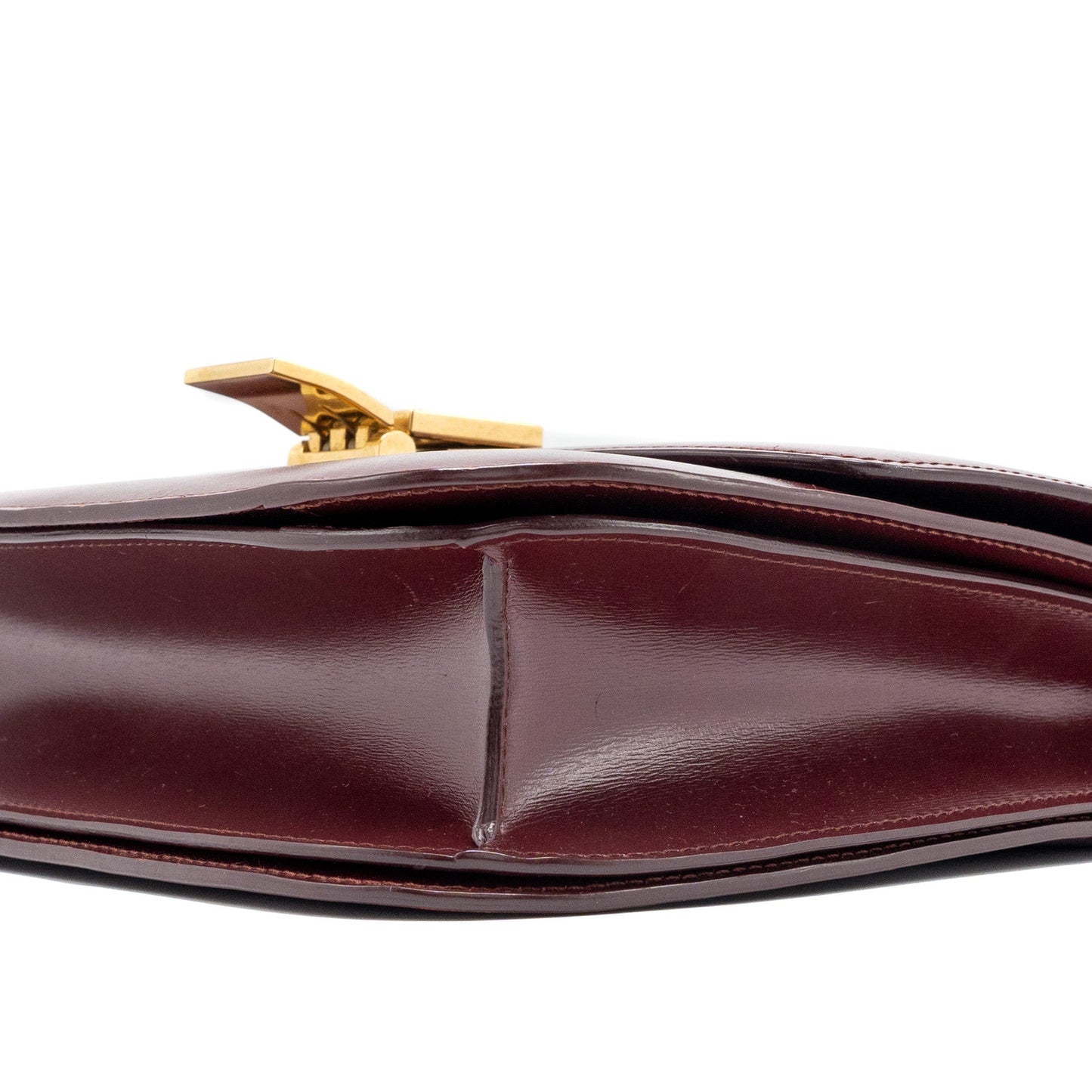 Celine Medium Classic Box Bag Calfskin Dark Red GHW